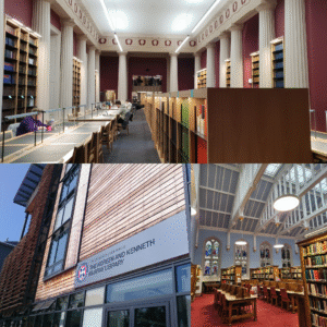 Three photographs of University of Edinburgh library's.