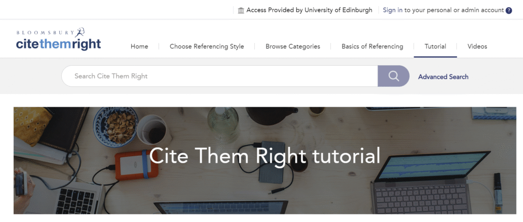A screenshot of the Cite Them Right Online homepage.