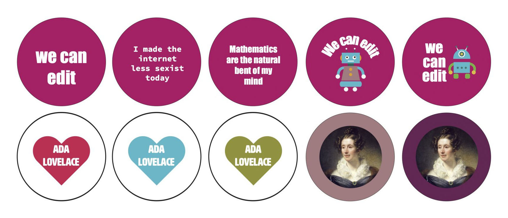 10 different round STEM badge designs