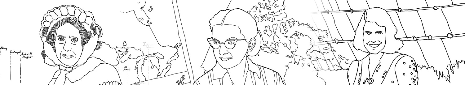 Three historical women in STEM illustrations
