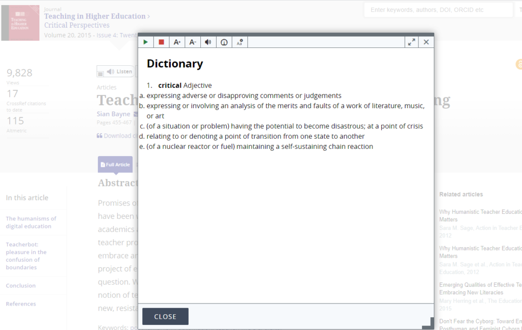 Screenshot of a dictionary definition dialog box