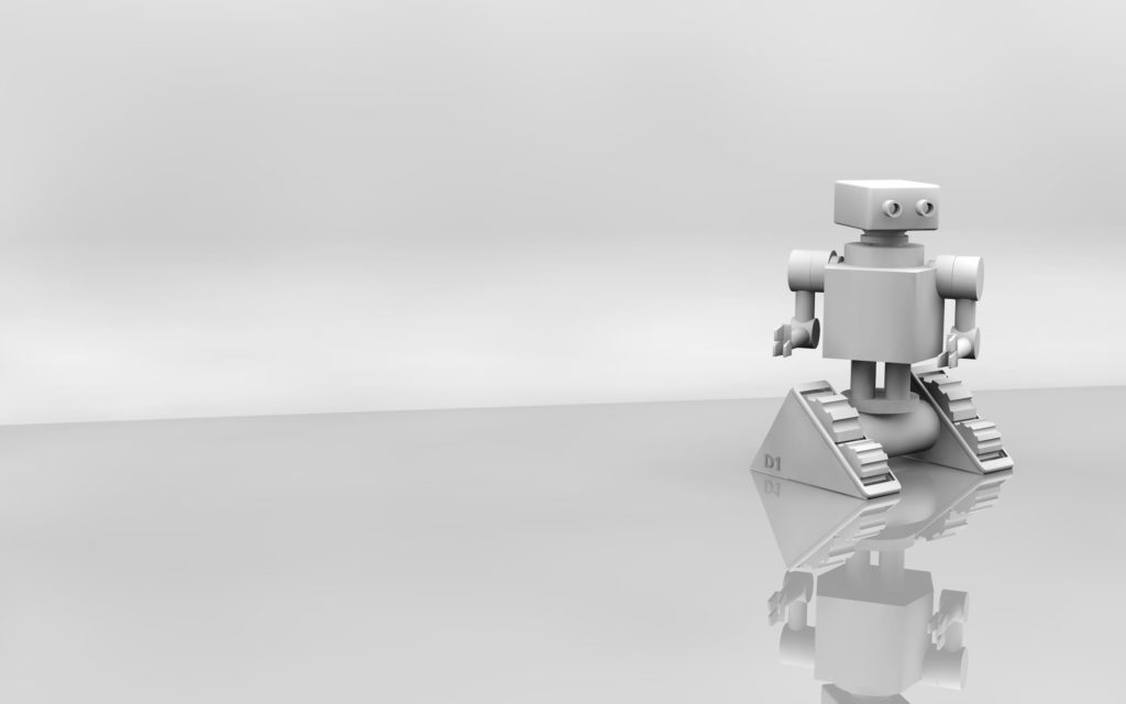Photo of a small grey robot