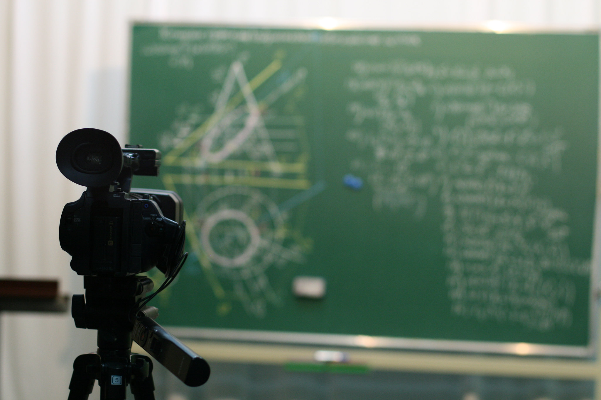 Remote teaching: a camera filming a blackboard