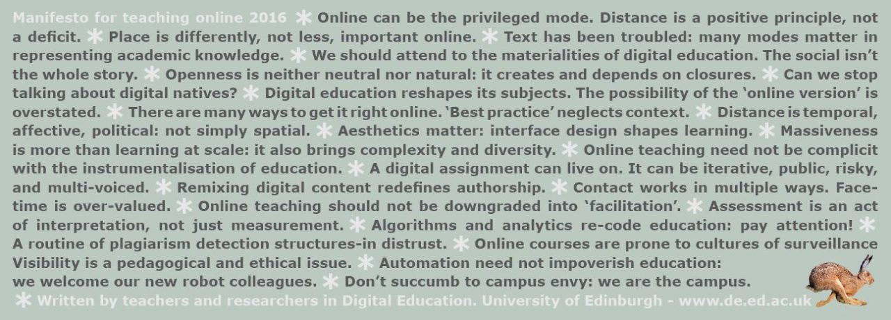 The Manifesto for Teaching Online