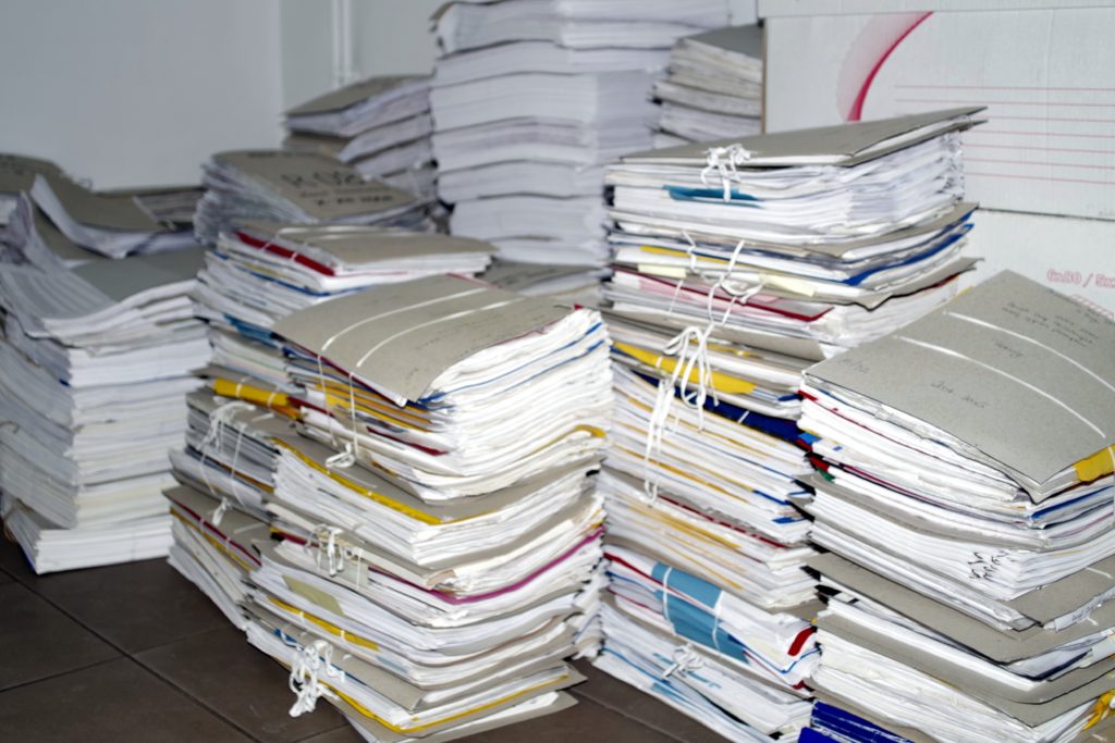 Piles of old documents
