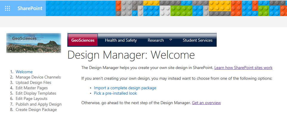 Screenshot: Design Manager in SharePoint