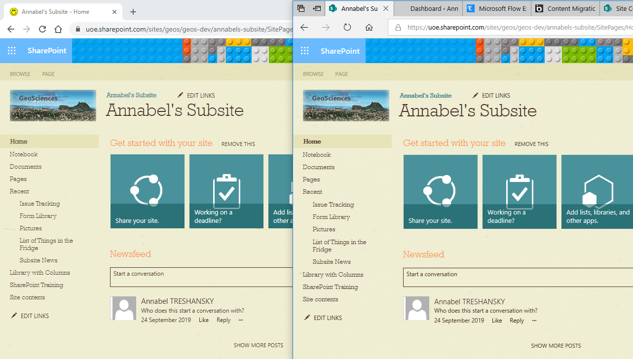 Screenshot of the supersite open in Chrome and Edge