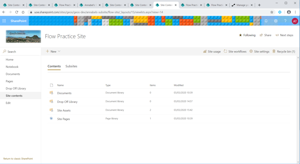 Screenshot of browser window showing many similar looking sharepoint tabs open
