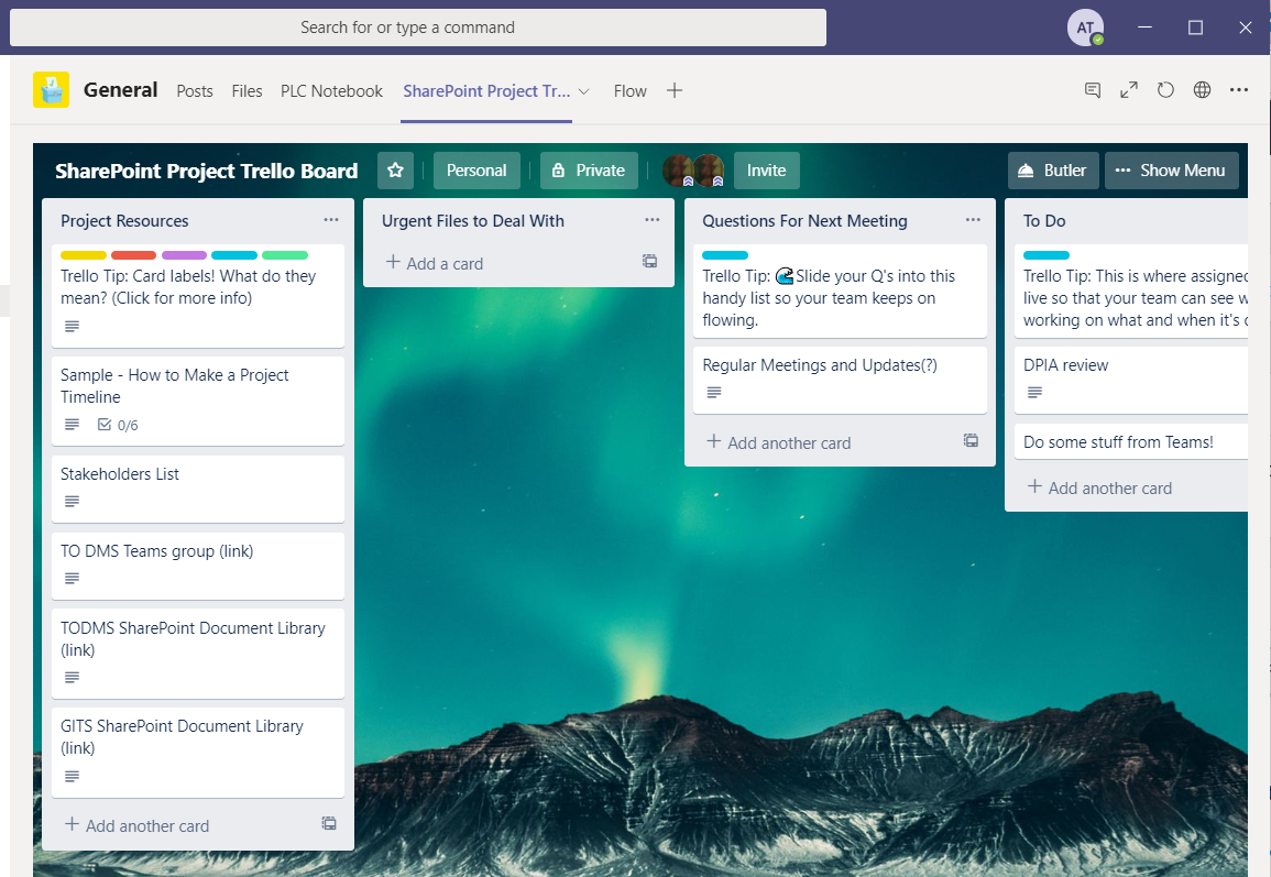 Screenshot of Trello showing a new list added for urgent files to deal with