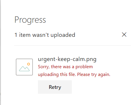 "Sorry there was a problem uploading this file. Please try again." 