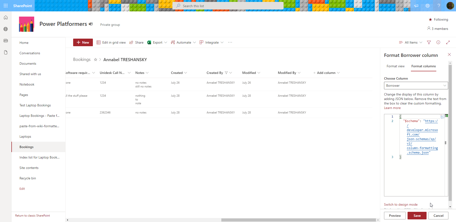 Using Json Formatting In Sharepoint Columns To Display Fields From A Person Data Column 6219