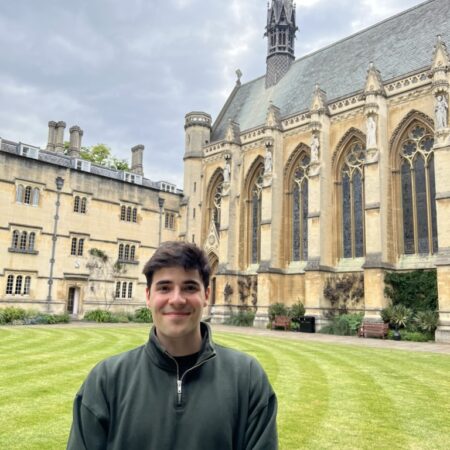 4th year BSc Astrophysics student, Pedro De Sa Carvalho Leonardo outside Oxford University