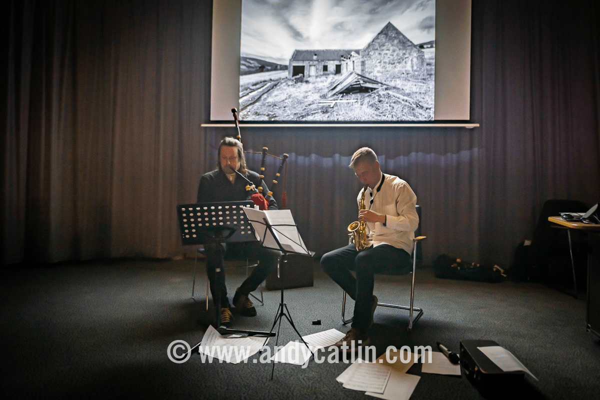 Ross Ainslie, bagpipes, Fraser Fifield, saxophone, performing 'The Ardoch Suite' photographed by Andy Catlin