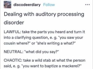 Auditory Processing Issues joke