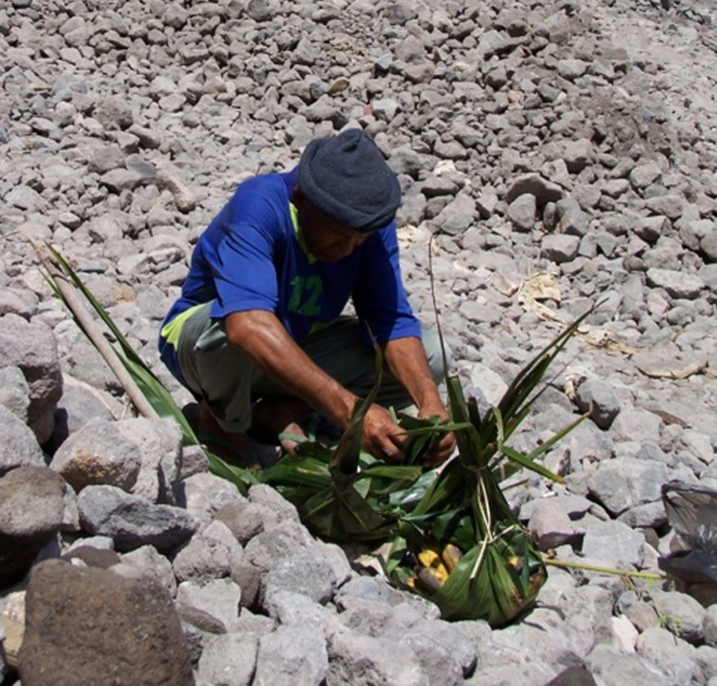 Man in Java placing an offering