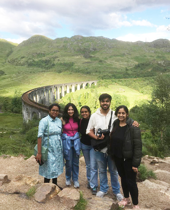 Indian students at the Glenfinnan Viaduct