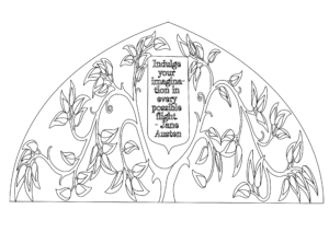 New College gate illustration with Austen quote