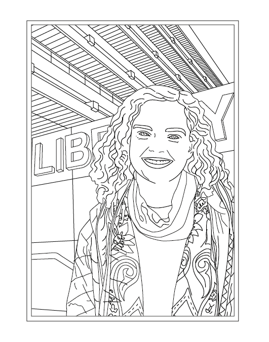 Illustration of Marta at the Main Library