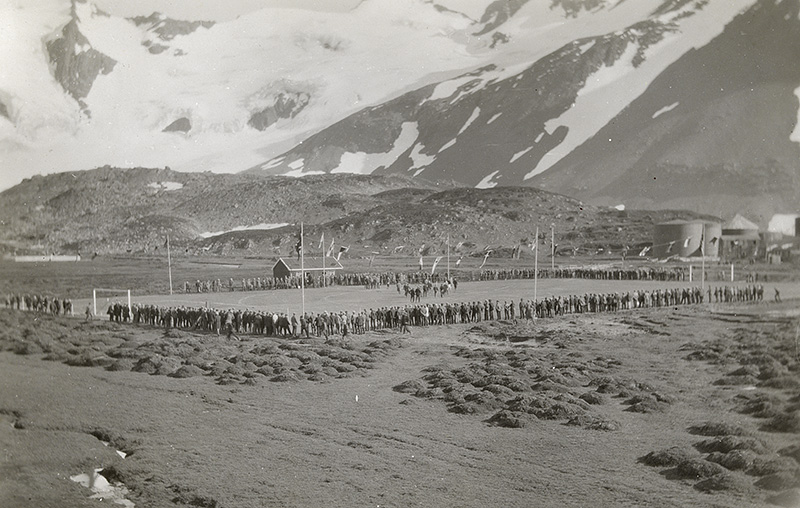 Envelope entittled 'Penguins and Social Life', South Georgia -football game.