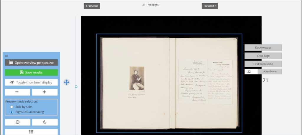 Screenshot from the software package Goobi