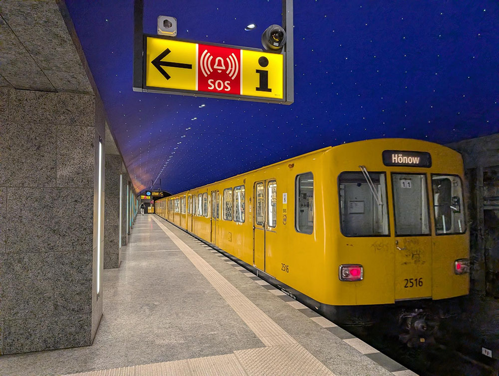 View of a metro car in an underground station in Berlin