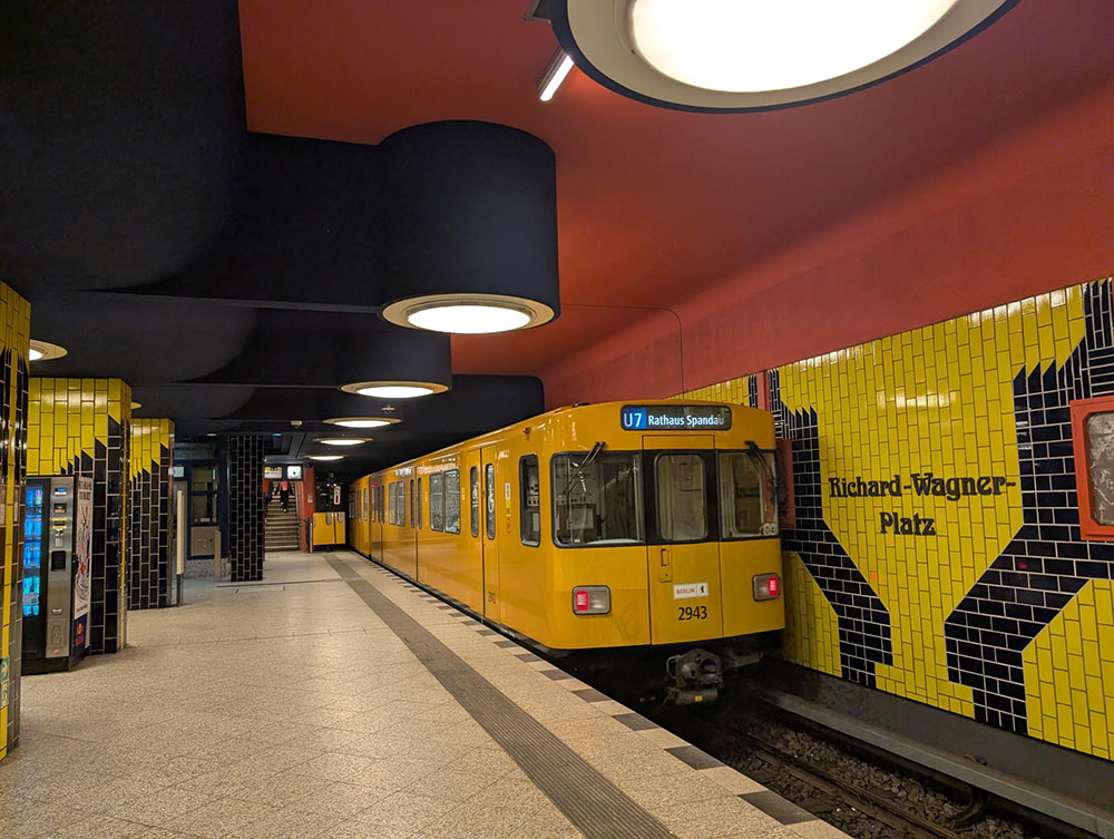 View of platform at Richard-Wagner-Platz underground station in Berlin 