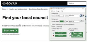 Screenshot of a site with high colour contrast.