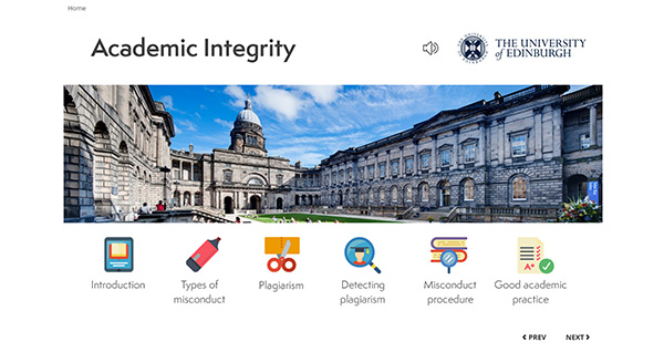 Example of an interactive package developed by DEU EMS about academic integrity