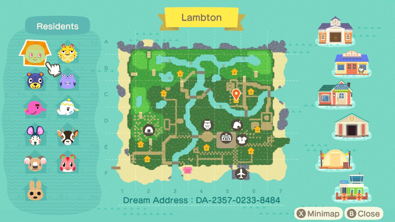 Island map (Lambton) with my dream Address : DA-2357-0233-8484