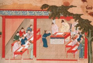 The emperor receives a candidate during the Palace Examination. Song dynasty