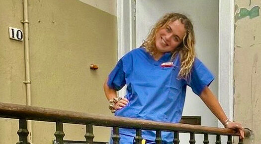 Ellie in her scrubs