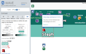 Wave toolbar showing a contrast error
