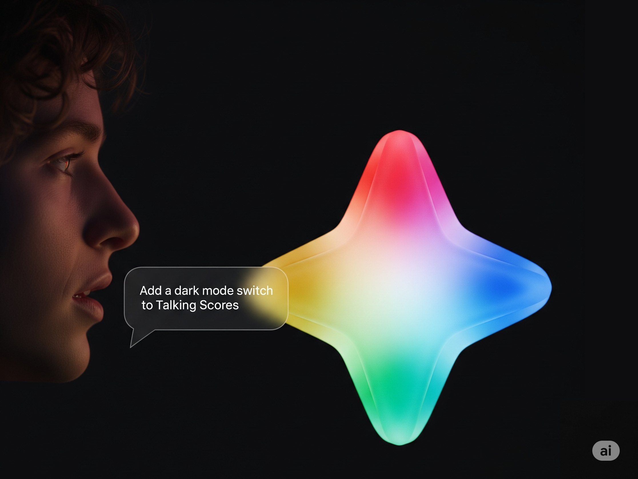 Post author asking Gemini to add a dark mode switch to Talking Scores