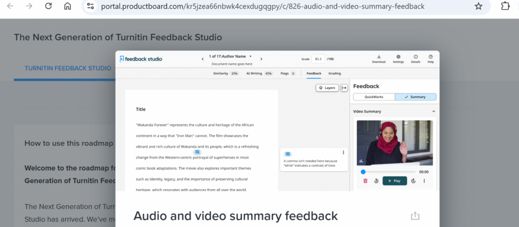 Audio and Video Feedback Feature on the Roadmap
