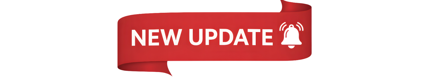 New Update text on a red banner