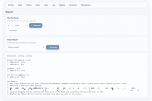 Screenshot of the report generation page from Scribble app
