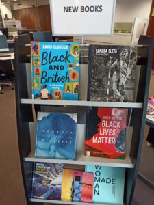 Displays of new books in the library