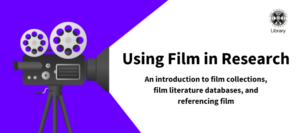 An infographic showing a film camera and details of a seminar on using film in research