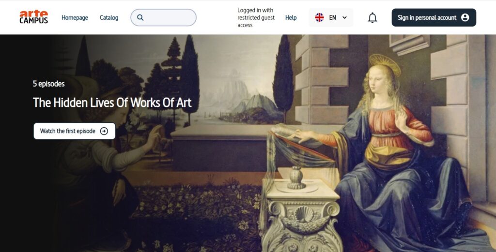 Screenshot of History of Art videos from Arte Campus