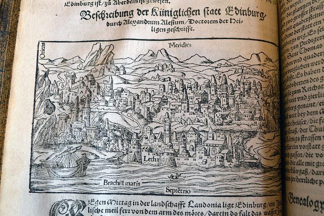 Photo of a map of Edinburgh in an old book