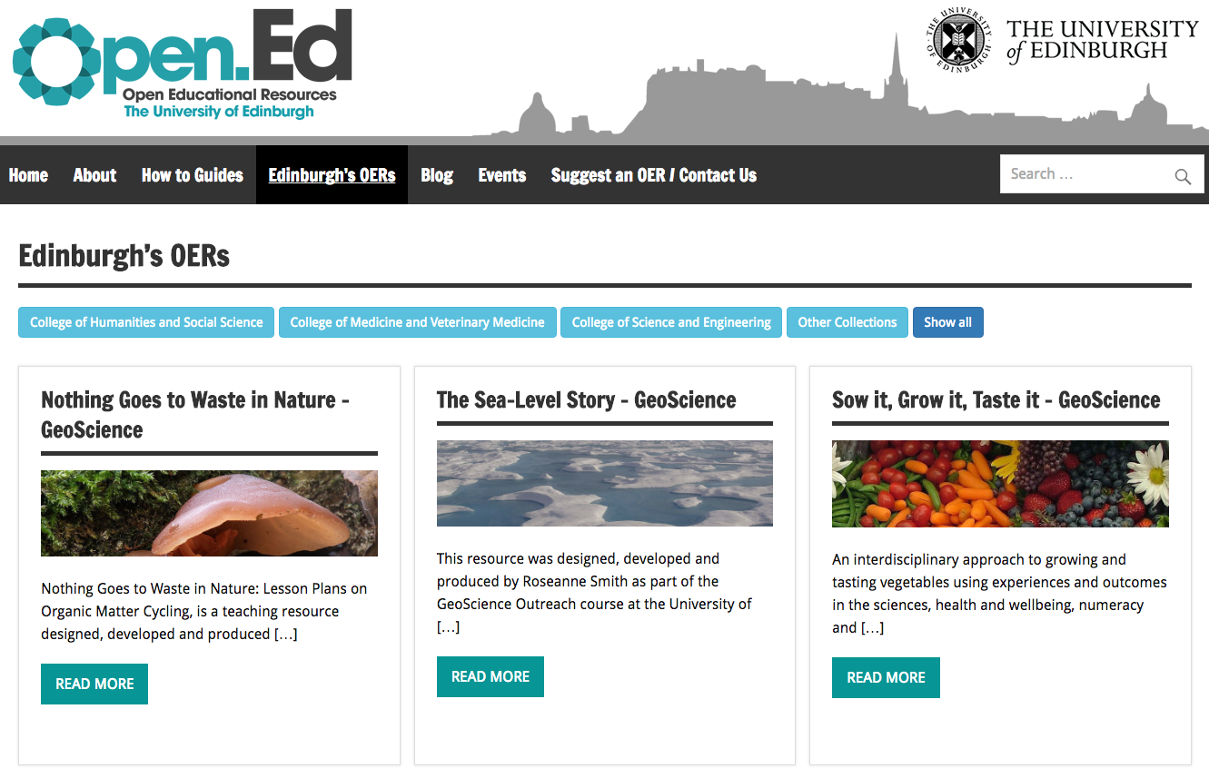 Screenshot of Open.Ed OERs