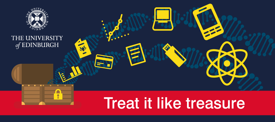 Treat it like treasure - image of digital devices floating over a DNA strand.