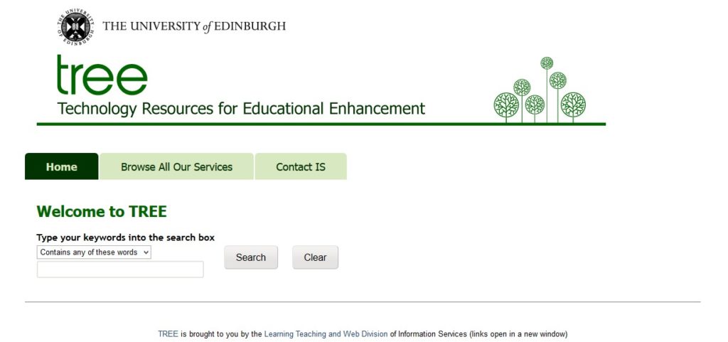 Interface for TREE (Technology Resources for Educational Enhancement)