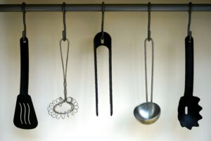 Kitchen tools hanging on a wall