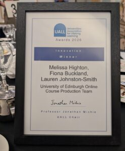 Innovation award for the University of Edinburgh at UALL