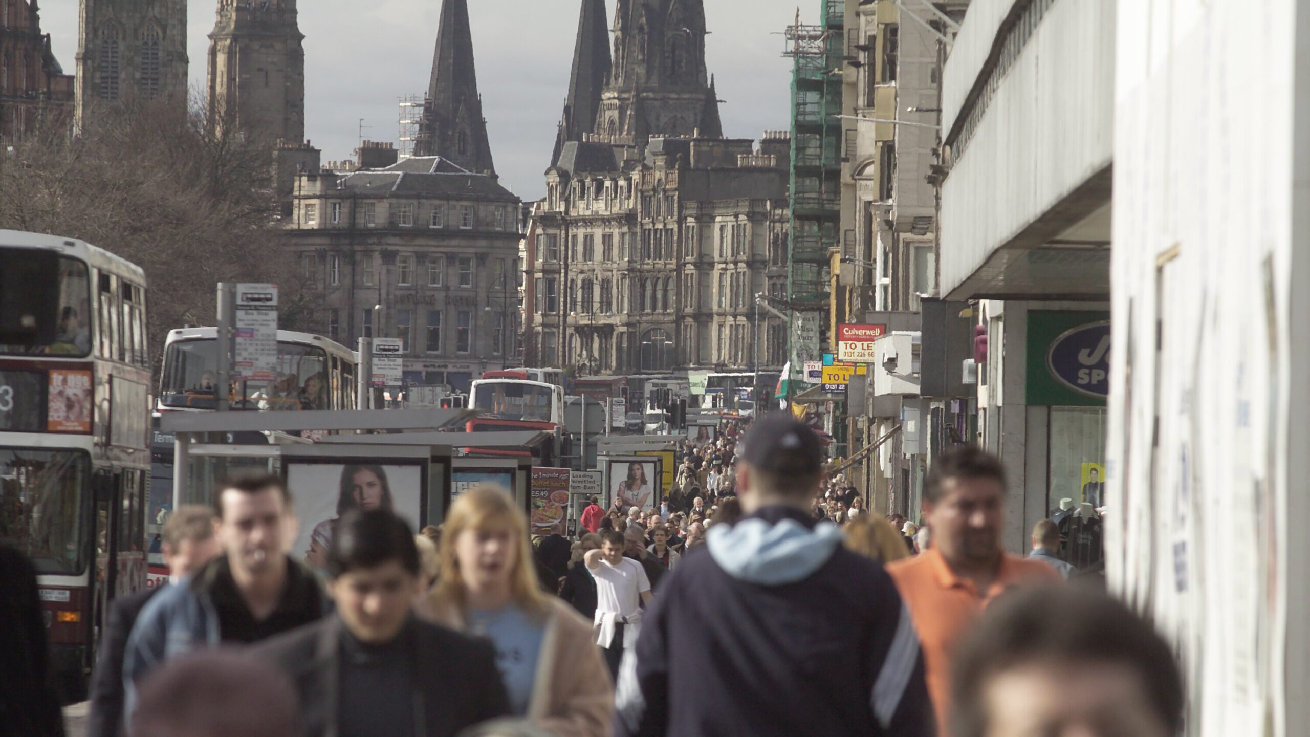 People on Princes Street in Edinburgh