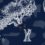 broken tree, upside down horse head, world wiley upside down