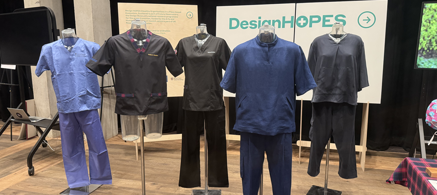 A selection of scrubs prototypes on mannequins