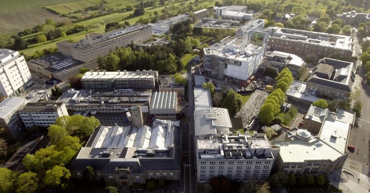 Aerial view of the King's Buildings campus