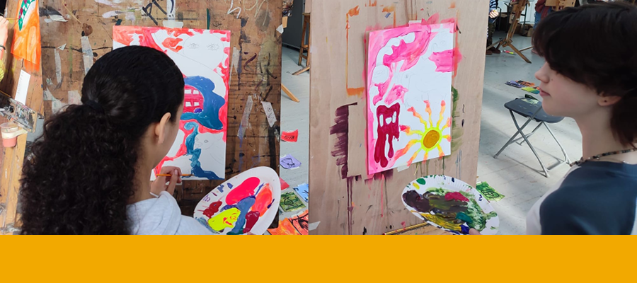 School children painting
